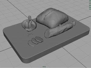 fuet on a wooden board Modelo 3D
