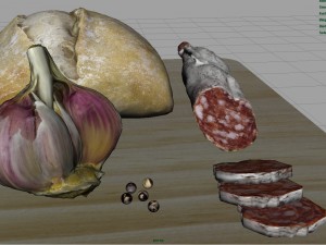 fuet on a wooden board Modelo 3D
