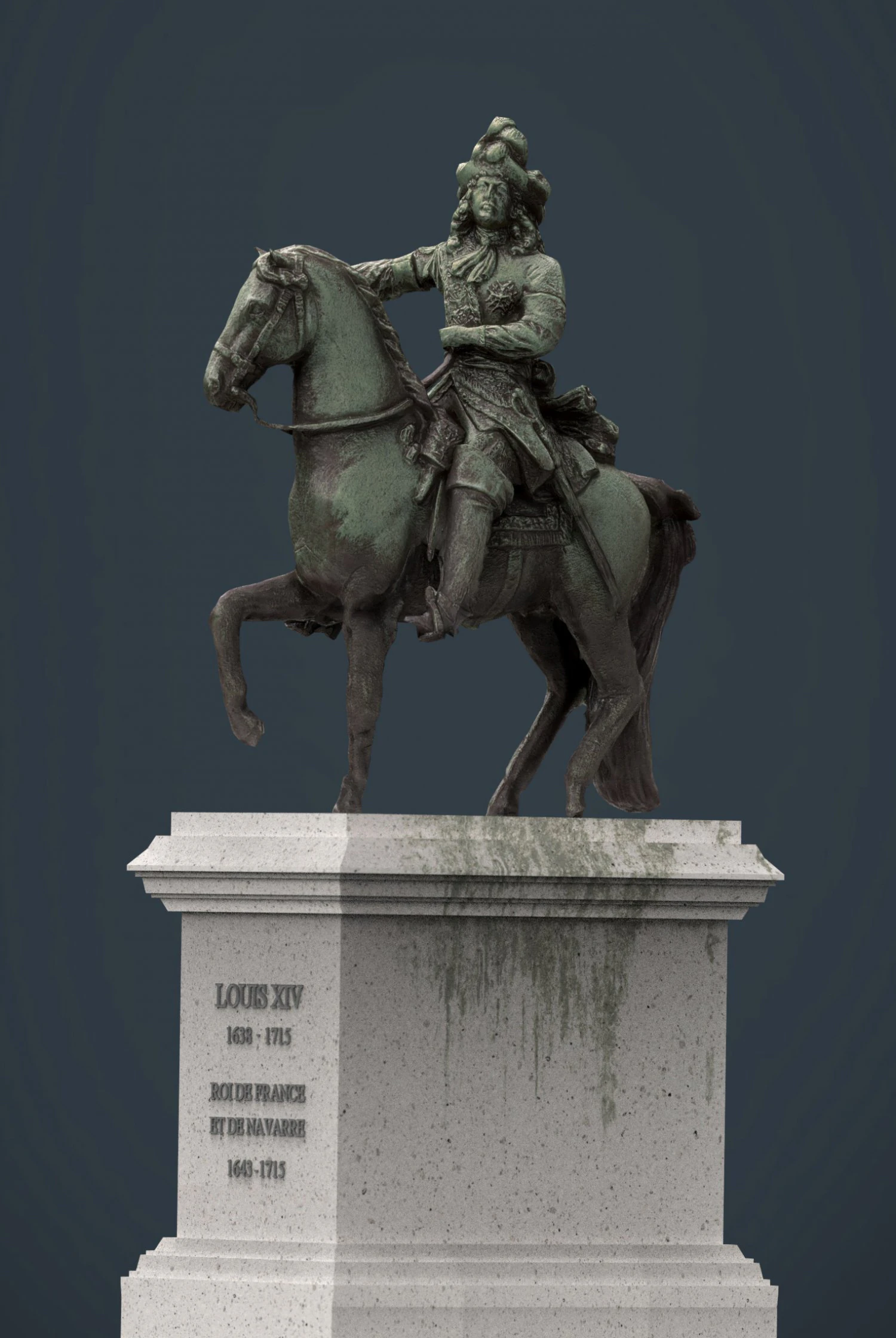 est&aacute;tua equestre de Lu&iacute;s XIV Modelo 3D .c4d .max .obj .3ds .fbx .stl .blend 