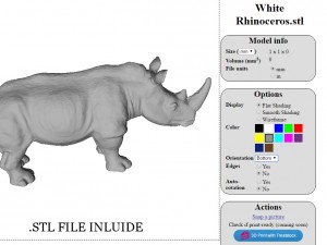 white rhinoceros 3D मॉडल