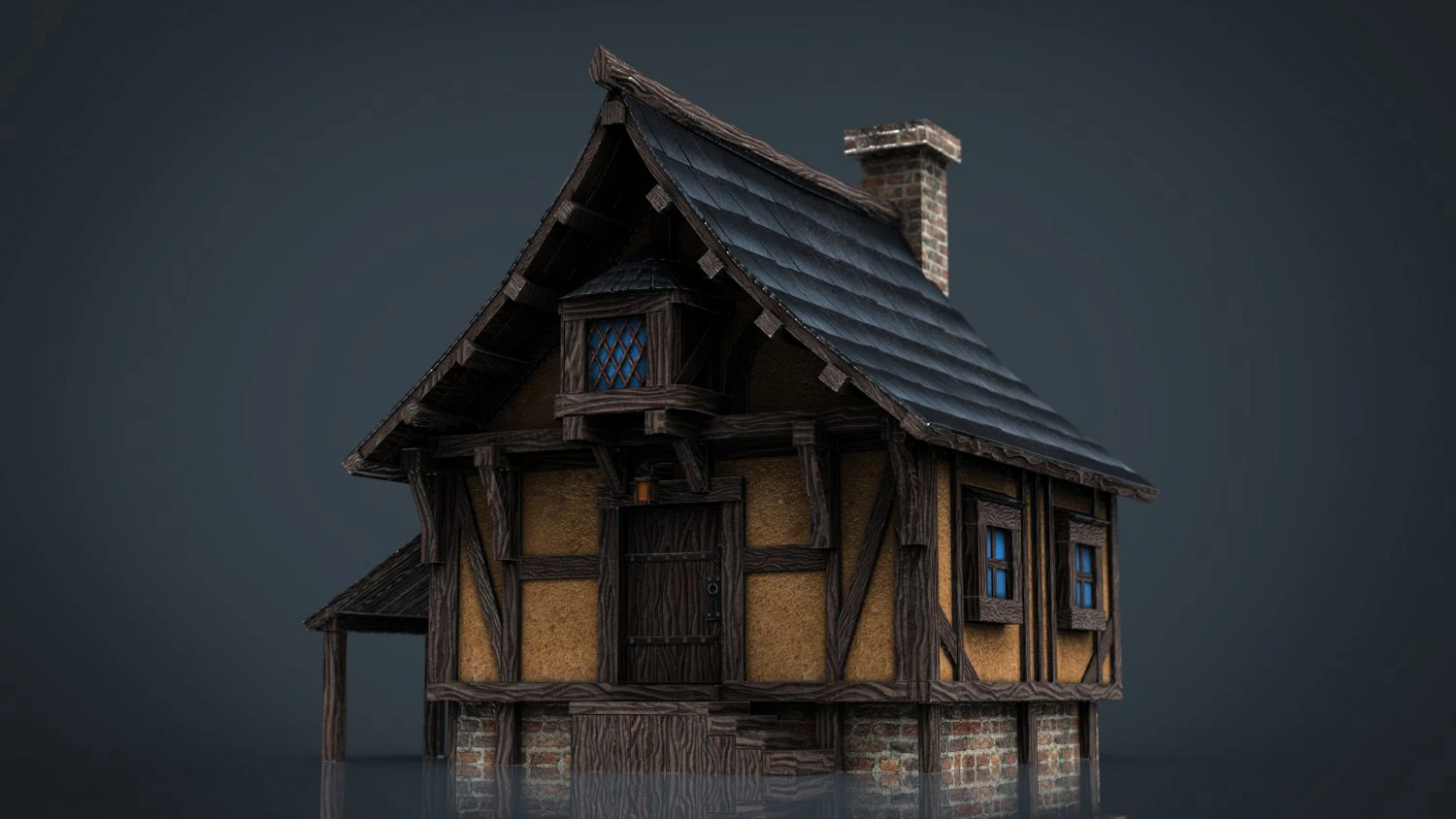 medieval town house 1 3D Model .c4d .max .obj .3ds .fbx .stl .blend