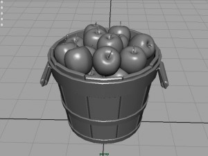 wooden bucket with apples 3D Модель