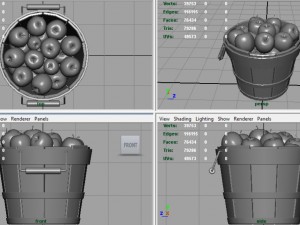 wooden bucket with apples 3D Модель