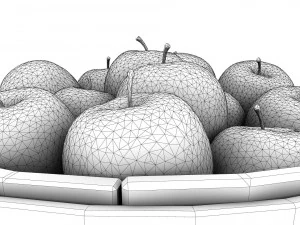 wooden bucket with apples 3D Model