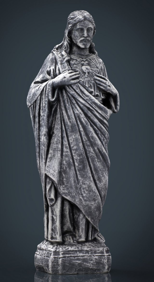 stone sacred heart of jesus 3D Model .c4d .max .obj .3ds .fbx .stl .blend 