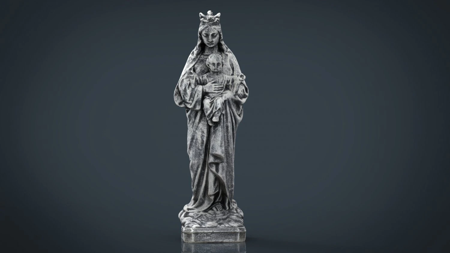 stone virgin mary with baby jesus 3D Model .c4d .max .obj .3ds .fbx .stl .blend 