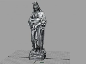 stone virgin mary with baby jesus 3D Model