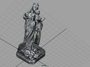 stone virgin mary with baby jesus 3D Model
