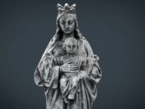 stone virgin mary with baby jesus 3D Model