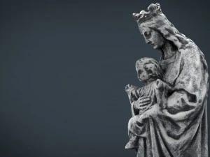 stone virgin mary with baby jesus 3D Model