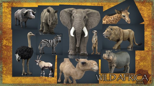 wild africa pack Modello 3D .c4d .max .obj .3ds .fbx .stl .blend 