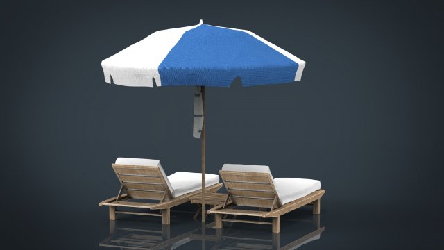 beach chair umbrella 3D Модель .c4d .max .obj .3ds .fbx .stl .blend 