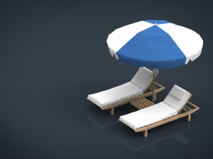 beach chair umbrella 3D Модель