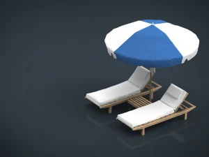 beach chair umbrella 3D Model