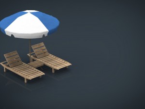 beach chair umbrella 3D Модель