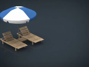 beach chair umbrella 3D Model
