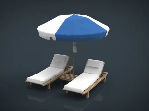 beach chair umbrella 3D Model