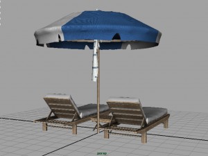 beach chair umbrella 3D Модель