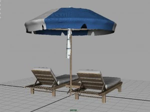 beach chair umbrella 3D Model