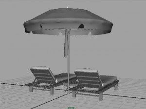 beach chair umbrella 3D Model