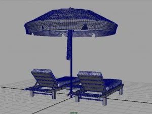 beach chair umbrella 3D Model