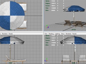 beach chair umbrella 3D Модель