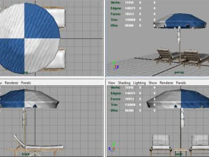 beach chair umbrella 3D Model