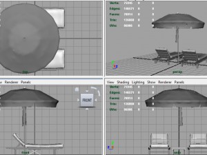 beach chair umbrella 3D Модель