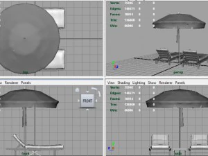 beach chair umbrella 3D Model