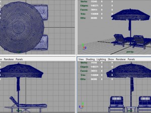 beach chair umbrella 3D Модель