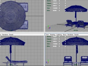beach chair umbrella 3D Model