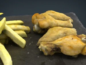chiken wings with fries 3D Model