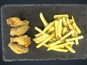 chiken wings with fries 3D Model