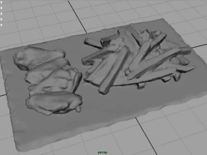 chiken wings with fries 3D Model