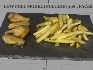 chiken wings with fries 3D मॉडल