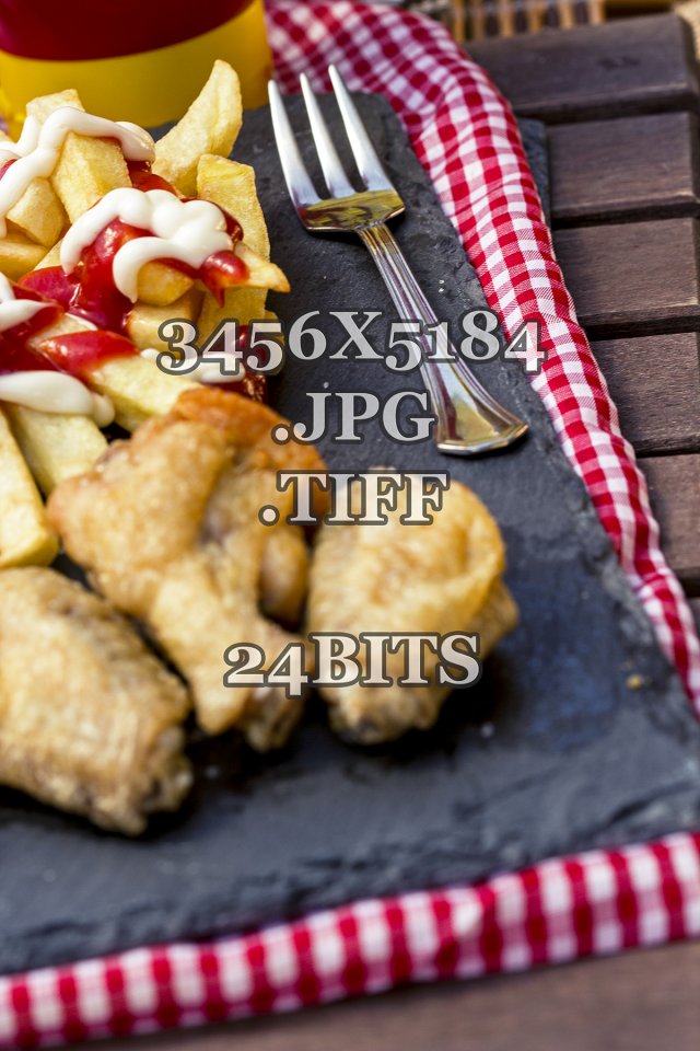 chiken wings with fries 1a 3D Модель .c4d .max .obj .3ds .fbx .stl .blend 