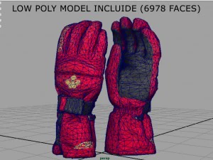 ski gloves 3D Model