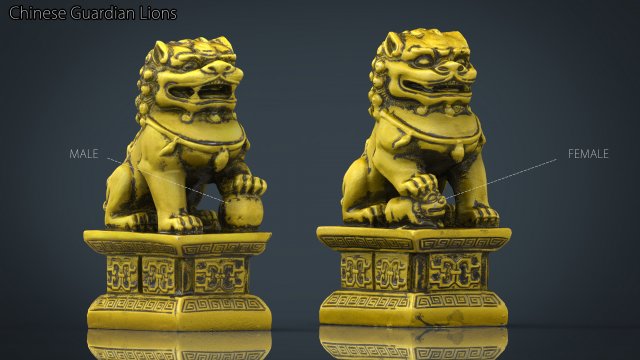 fu lions Modello 3D .c4d .max .obj .3ds .fbx .stl .blend 