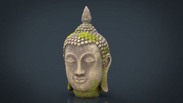 ancient buddha head Model 3D .c4d .max .obj .3ds .fbx .stl .blend 