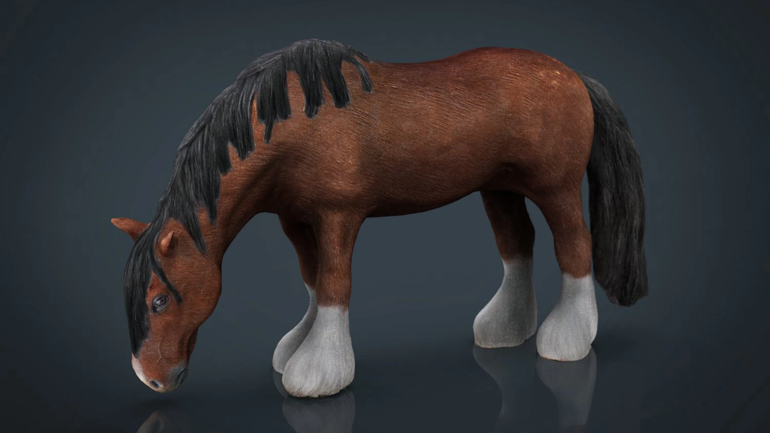 horse eating 3D Model .c4d .max .obj .3ds .fbx .stl .blend 