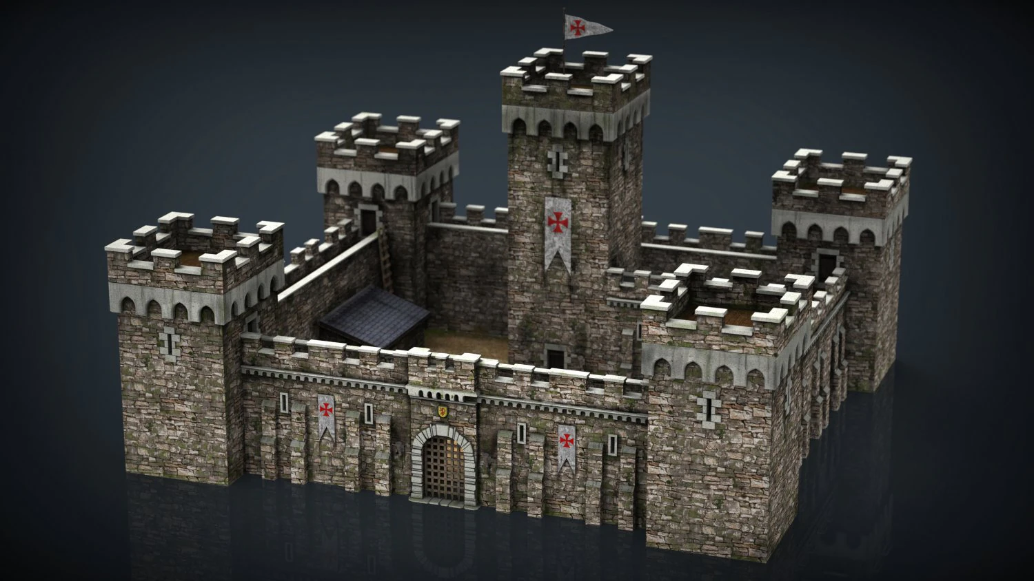 medieval fortress 3D Model .c4d .max .obj .3ds .fbx .stl .blend 