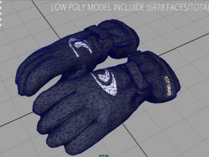 ski gloves 2 3D Model