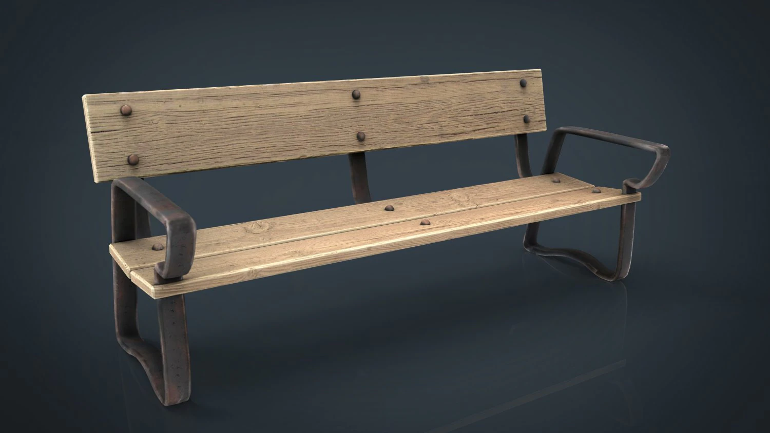 wood bench 3D Model .c4d .max .obj .3ds .fbx .stl .blend