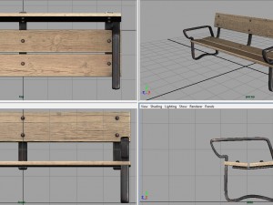 wood bench Modelo 3D