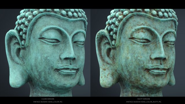vintage buddha head 3D Модель .c4d .max .obj .3ds .fbx .stl .blend 