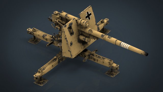 german flak 36 88mm 3D मॉडल .c4d .max .obj .3ds .fbx .stl .blend 