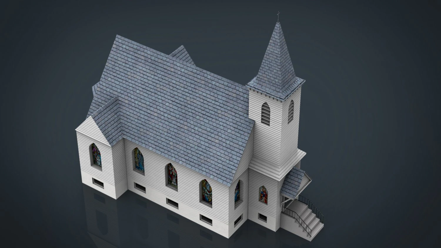 american church 3D Model .c4d .max .obj .3ds .fbx .stl .blend 