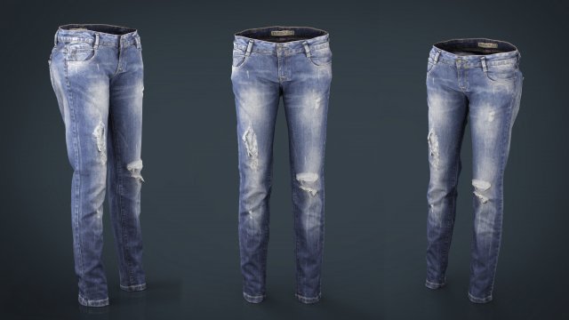 3D model Female Blue Jeans Pants Style 1 VR / AR / low-poly