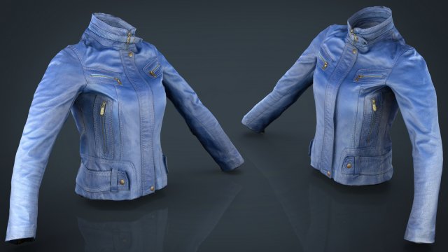 women jacket blue Model 3D .c4d .max .obj .3ds .fbx .stl .blend 