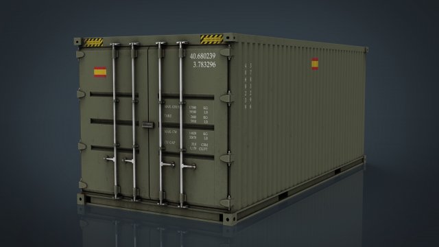 spanish military container green an mud 3D Модель .c4d .max .obj .3ds .fbx .stl .blend 